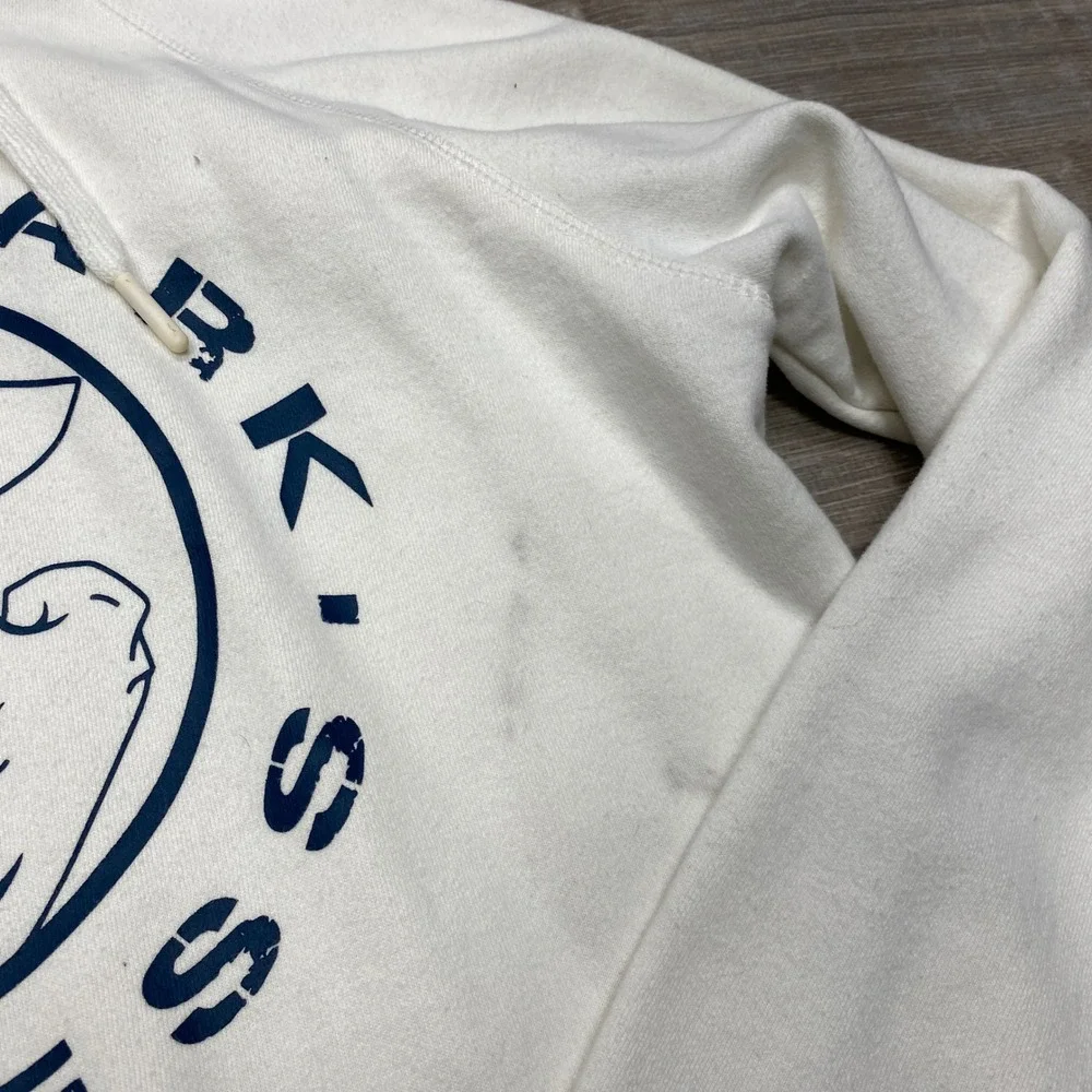 Gymshark Fitness Hoodie Mens M White Graphic Pullover Fleece Gym Activewear